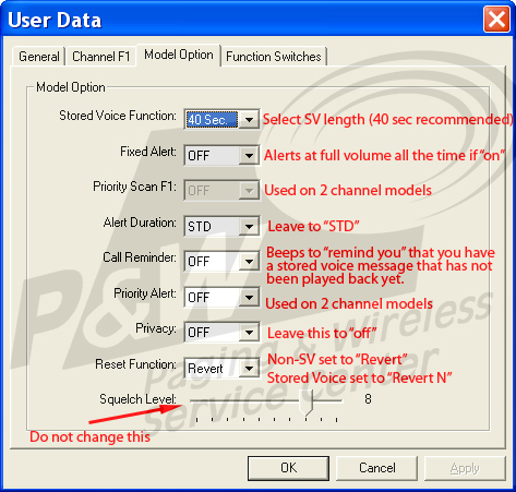 Minitor III and IV pager programming options